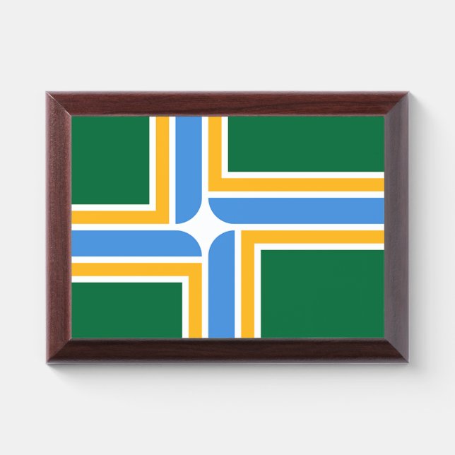 Patriotic award plaque with flag of Portland (Horizontal)