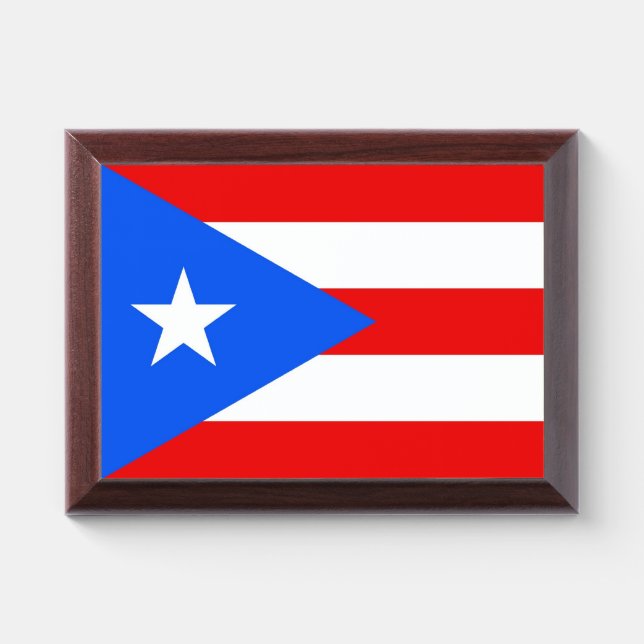 Patriotic award plaque with flag of Puerto Rico (Horizontal)