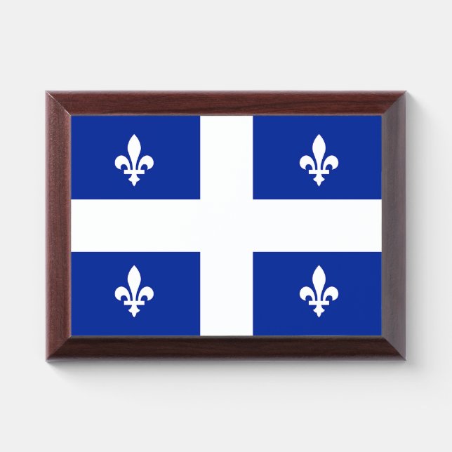 Patriotic award plaque with flag of Quebec (Horizontal)