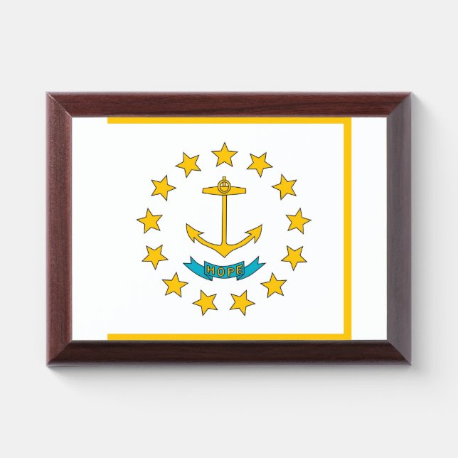 Patriotic award plaque with flag of Rhode Island (Horizontal)