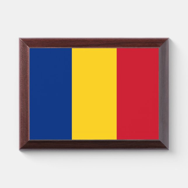 Patriotic award plaque with flag of Romania (Horizontal)