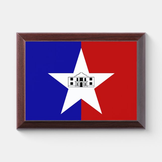 Patriotic award plaque with flag of San Antonio (Horizontal)