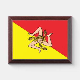 Patriotic award plaque with flag of Sicily