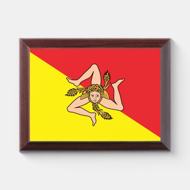 Patriotic award plaque with flag of Sicily (Horizontal)