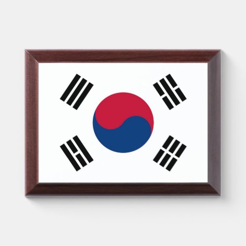 Patriotic award plaque with flag of South Korea
