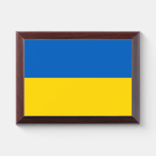 Patriotic award plaque with flag of Ukraine
