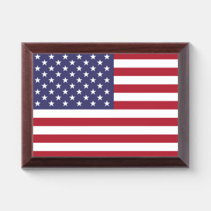 Patriotic award plaque with flag of USA