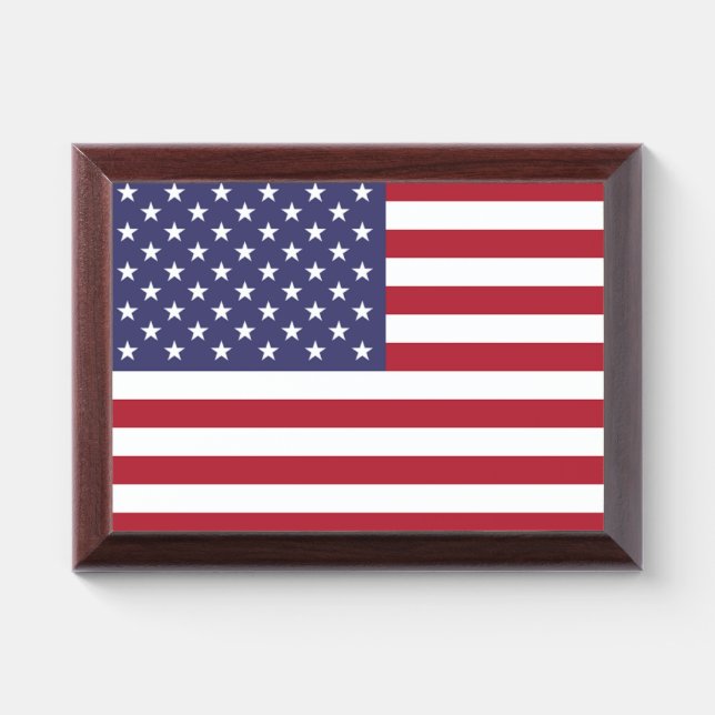 Patriotic award plaque with flag of USA (Horizontal)