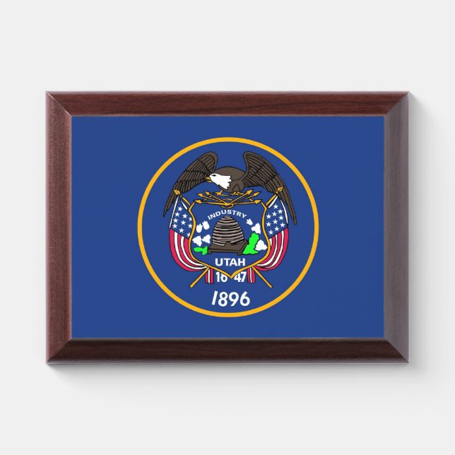 Patriotic award plaque with flag of Utah (Horizontal)