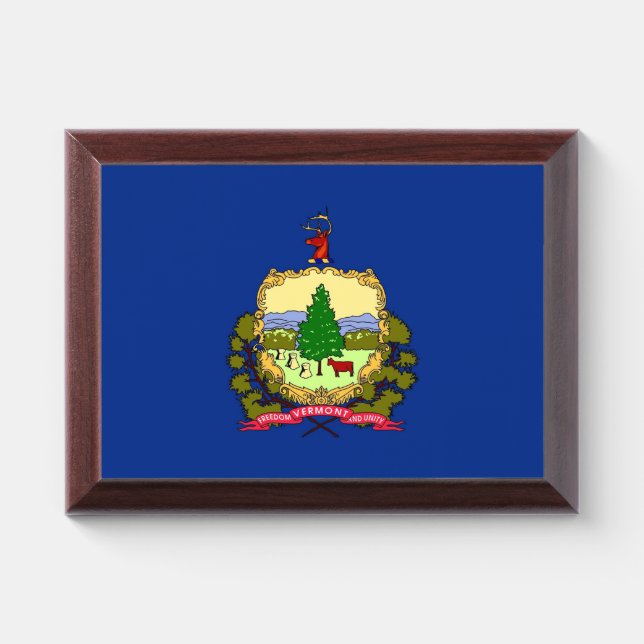 Patriotic award plaque with flag of Vermont (Horizontal)