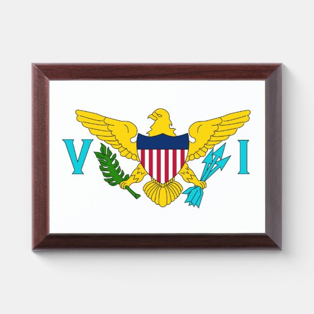 Patriotic award plaque with flag of Virgin Islands (Horizontal)