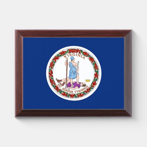 Patriotic award plaque with flag of Virginia