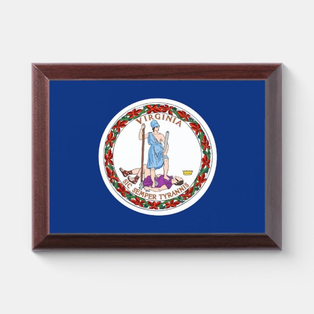 Patriotic award plaque with flag of Virginia (Horizontal)