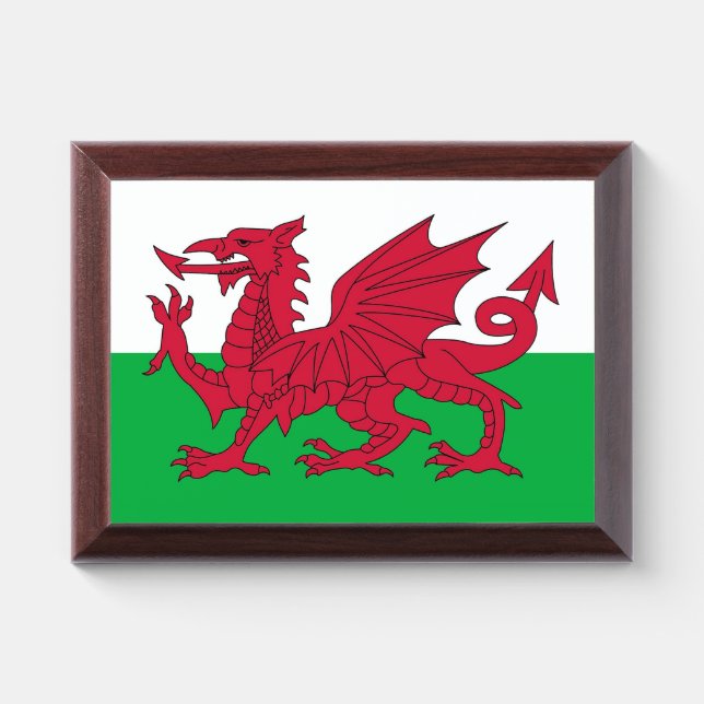 Patriotic award plaque with flag of Wales (Horizontal)