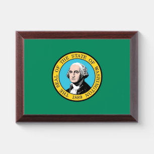 Patriotic award plaque with flag of Washington