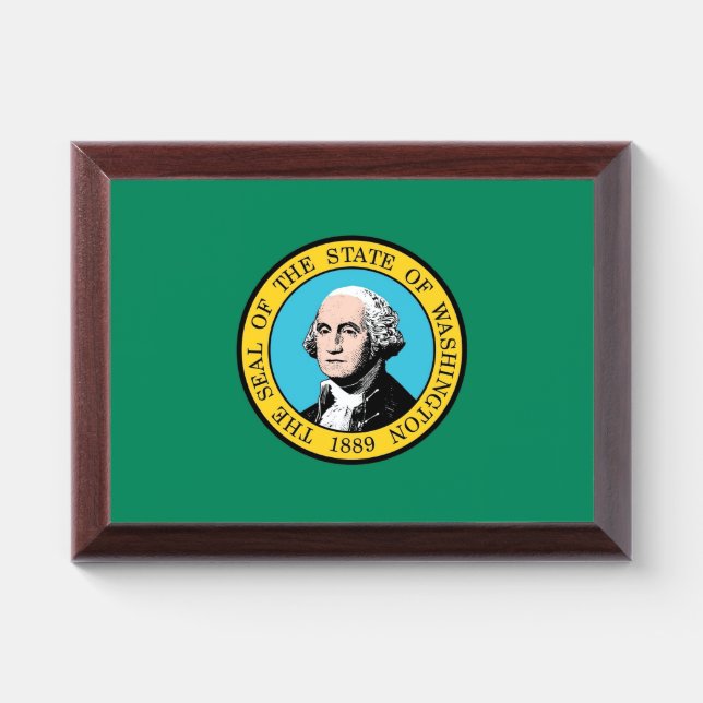 Patriotic award plaque with flag of Washington (Horizontal)