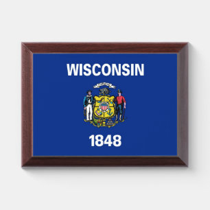 Patriotic award plaque with flag of Wisconsin