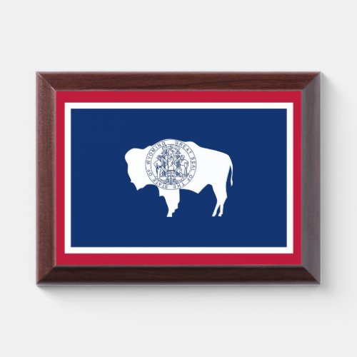 Patriotic award plaque with flag of Wyoming