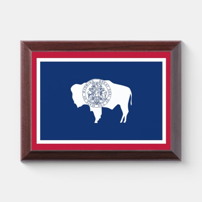 Patriotic award plaque with flag of Wyoming (Horizontal)