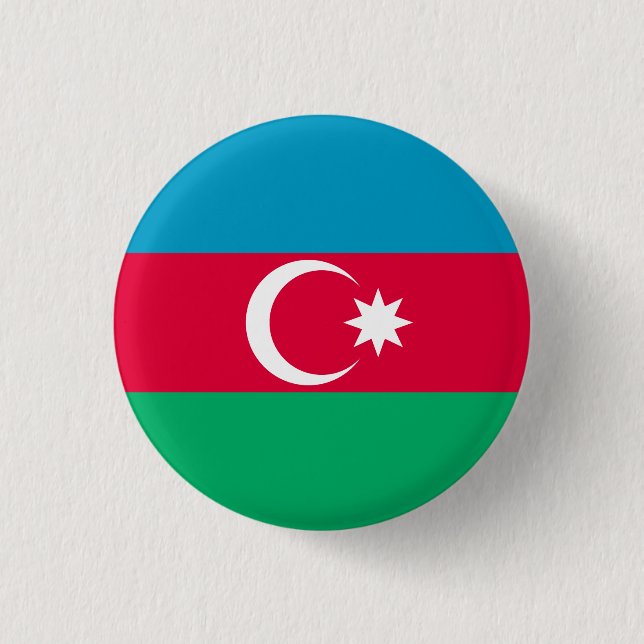 Patriotic Azerbaijan Flag Button (Front)