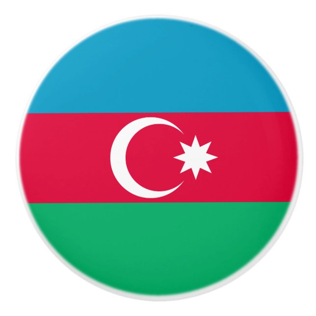 Patriotic Azerbaijan Flag Ceramic Knob (Front)