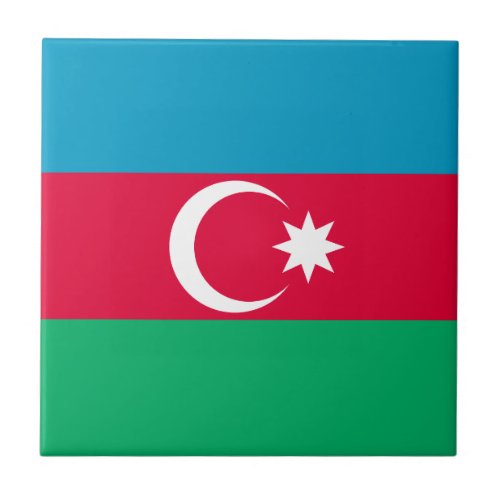 Patriotic Azerbaijan Flag Ceramic Tile
