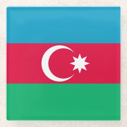 Patriotic Azerbaijan Flag Glass Coaster