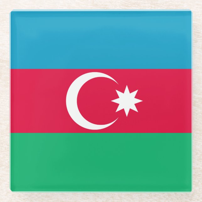 Patriotic Azerbaijan Flag Glass Coaster (Front)