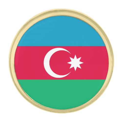 Patriotic Azerbaijan Flag Gold Finish Lapel Pin