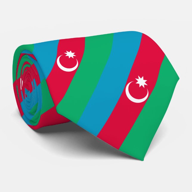 Patriotic Azerbaijan Flag Neck Tie (Rolled)