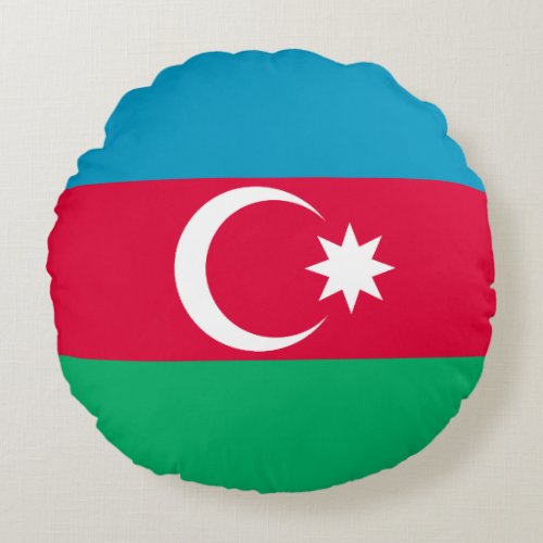 Patriotic Azerbaijan Flag Round Pillow