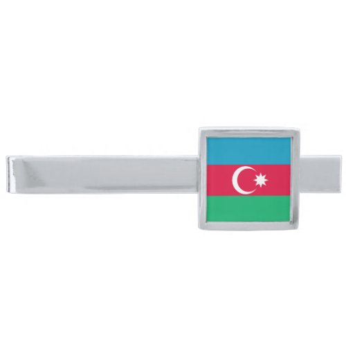 Patriotic Azerbaijan Flag Silver Finish Tie Bar