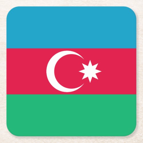 Patriotic Azerbaijan Flag Square Paper Coaster