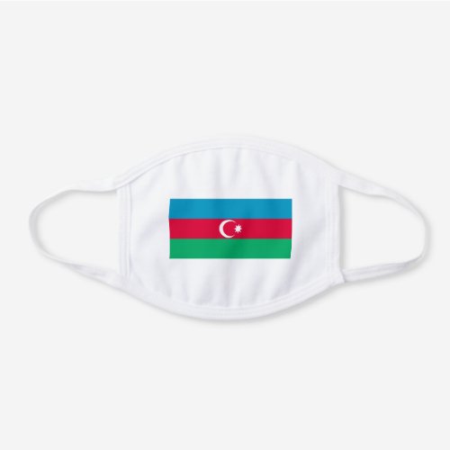 Patriotic Azerbaijan Flag White Cotton Face Mask