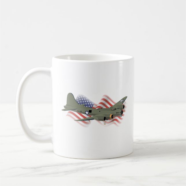 Patriotic B-17 Flying Fortress WW2 Heavy Bomber Coffee Mug (Left)