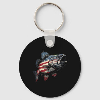 Patriotic B Fishing American Flag Fisherman Appare Keychain