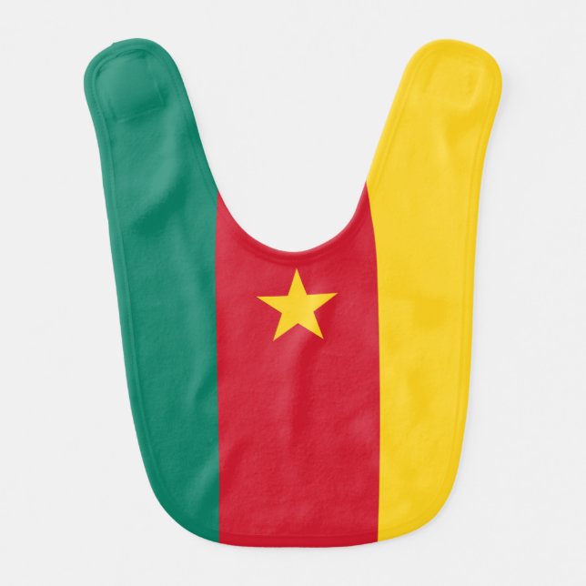 Patriotic baby bib with Flag of Cameroon (Front)