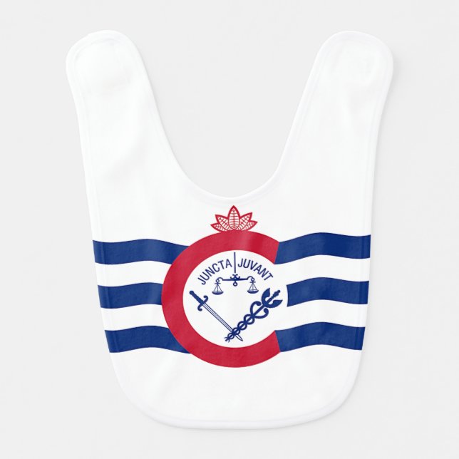 Patriotic baby bib with Flag of Cincinnati City (Front)