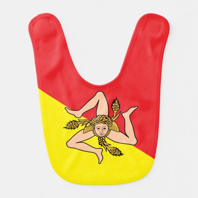 Patriotic baby bib with Flag of Sicily, Italy (Front)
