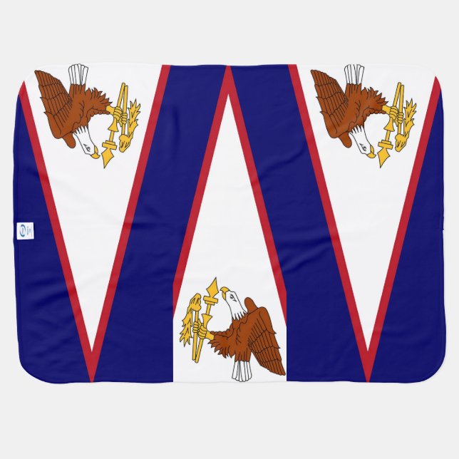 Patriotic baby blanket with Flag of American Samoa (Back Horizontal)