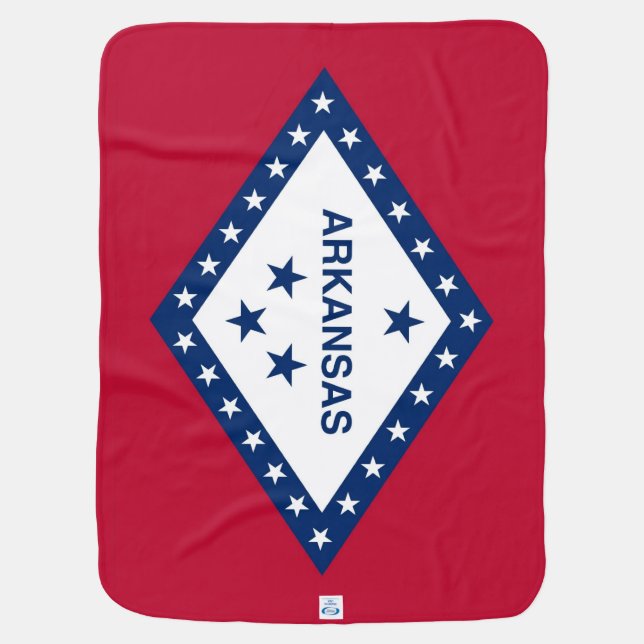 Patriotic baby blanket with Flag of Arkansas (Back)