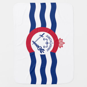 Patriotic baby blanket with Flag of Cincinnati