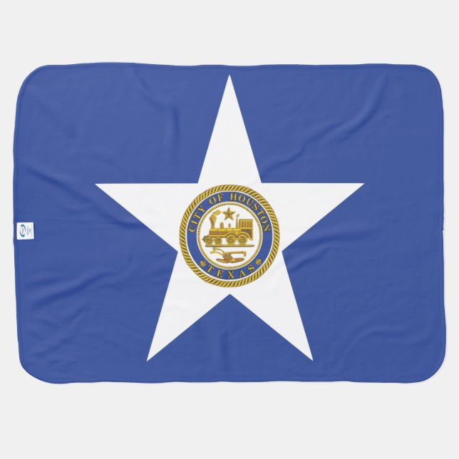 Patriotic baby blanket with Flag of Houston (Back Horizontal)
