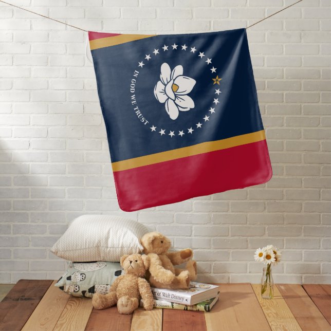 Patriotic baby blanket with Flag of Mississippi (In Situ)