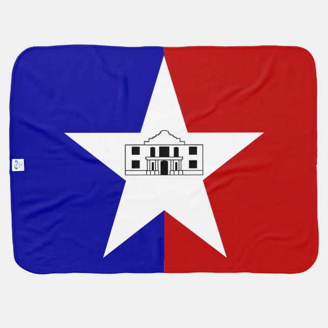 Patriotic baby blanket with Flag of San Antonio (Back Horizontal)
