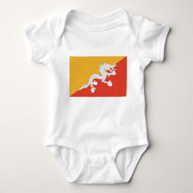 Patriotic baby bodysuit with flag Bhutan (Front)