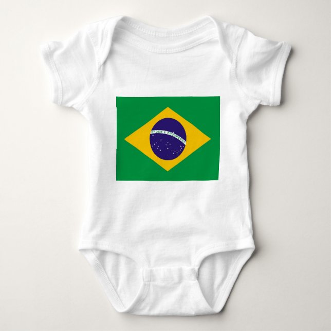 Patriotic baby bodysuit with flag Brazil (Front)