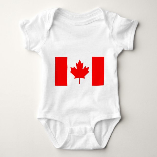 Patriotic baby bodysuit with flag Canada (Front)