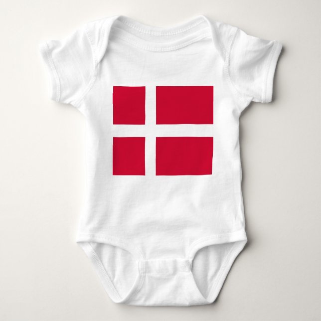 Patriotic baby bodysuit with flag Denmark (Front)