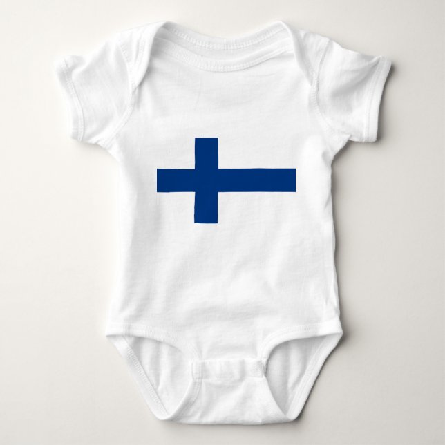Patriotic baby bodysuit with flag Finland (Front)